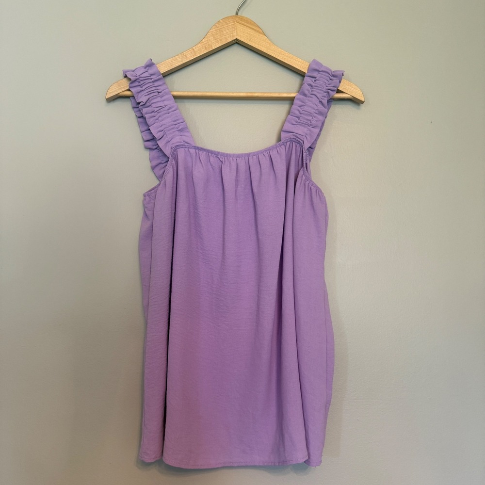 Coton Bleu Purple Ruffle Strap Tank‎ Top Sleeveless Blouse Boho Romantic Flowy M